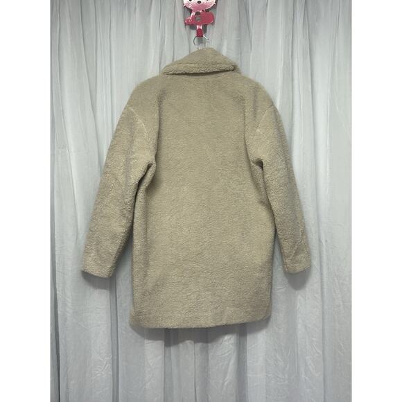 Daily Ritual Jacket Womens MED Beige Brown Teddy Bear Fleece Oversized-Fit Coat - Picture 3 of 10